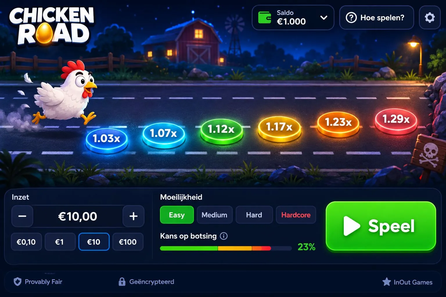 Chicken Road game — het concept van de kip die de weg oversteekt