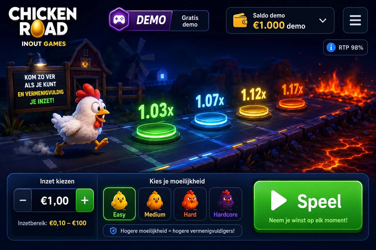 Chicken Road demo gratis spelen met virtueel krediet